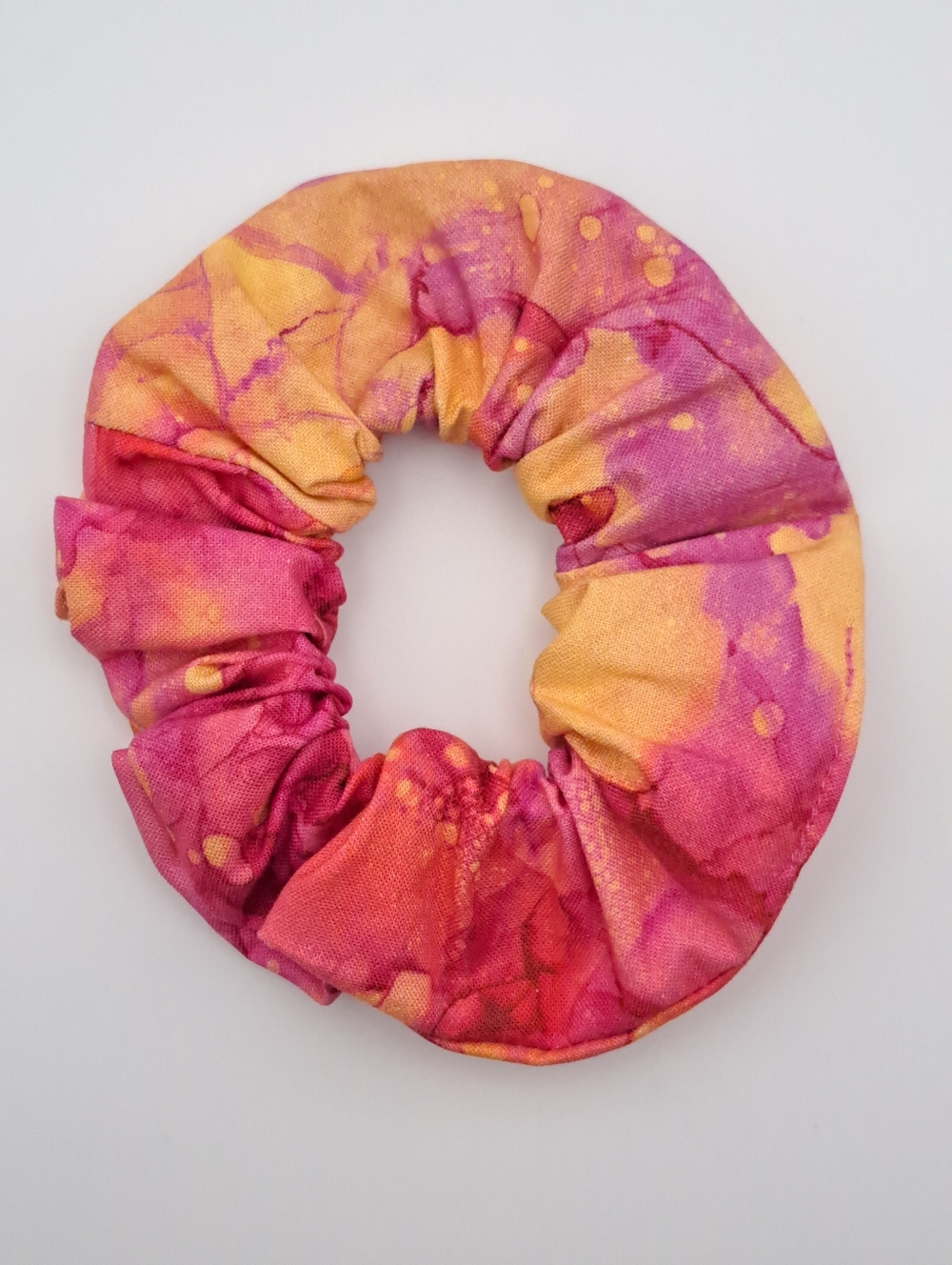 Pink & Yellow Scrunchie Cotton Hair Tie Women Accessory Elastic Band